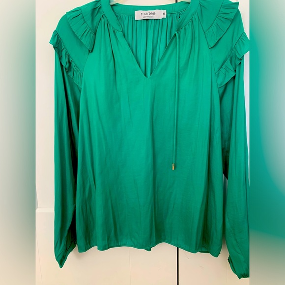 Marlee Los Angeles green satin blouse. Size XS - Picture 1 of 3
